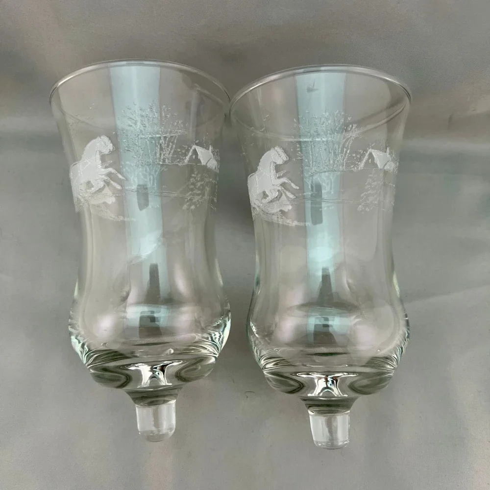 Homco Votive Holders Unisex OS Clear Excellent Sleigh Ride Peg Glass Set 2